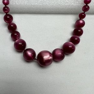 Vintage Faux Pearl Choker Necklace Sterling Clasp Deep Purple Pearls Gra…